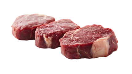 Three Raw Steak Pieces on Transparent Background - High-Quality Food Photography