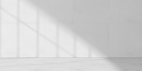 Obraz premium White Wall with Window Light and Floor Shadows Minimalist Interior Design Background