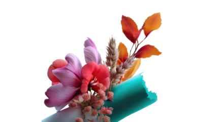 Blooming Harmony: A captivating floral arrangement, meticulously composed of a spectrum of vibrant colors, evokes a sense of freshness and aesthetic beauty.