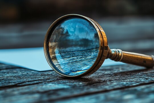 A magnifying glass's inscription capacity embodies the concept of business