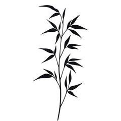 Obraz premium Simple black silhouette of bamboo branch with leaves, showcasing minimalist and elegant design. image captures natural beauty and grace of bamboo in stylized form