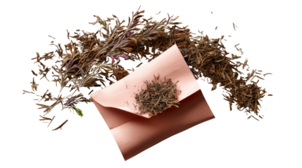 Dried Thyme and Envelope: A rustic composition showcasing dried thyme arranged artfully beside a soft-hued envelope, evoking a sense of nature's simplicity and the art of correspondence.