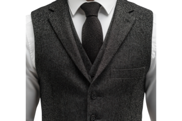 Elegant Men s Grey Tweed Waistcoat Stylish 3 Button Formal Vest Sharp Grey Tie Classic Style