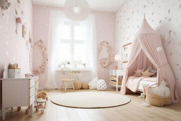 Whimsical Retreat: A Soft Pink Dream for Little Hearts.