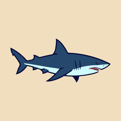 Obraz premium Blue shark vector logo icon with streamlined fins and minimalist design concept