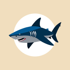 Stylized shark symbol in flat icon format with clean aquatic design details