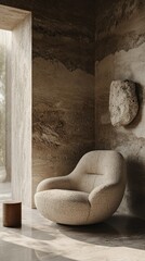 Cozy armchair in a modern, minimalist interior
