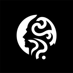 Duality of Thought – Abstract Human Profile and Flowing Mind