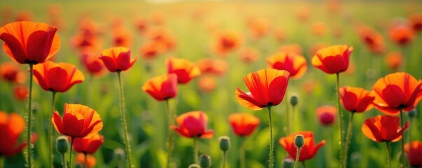 Obraz premium colorful poppies in a field, wildflowers, petals, natural