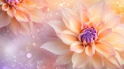Two delicate flowers are presented in a soft dreamy colorful scene