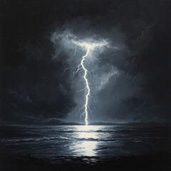 Stormy seas, lightning strike