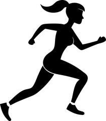 Run. Running men and women, vector set of isolated silhouettes