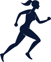 Run. Running men and women, vector set of isolated silhouettes