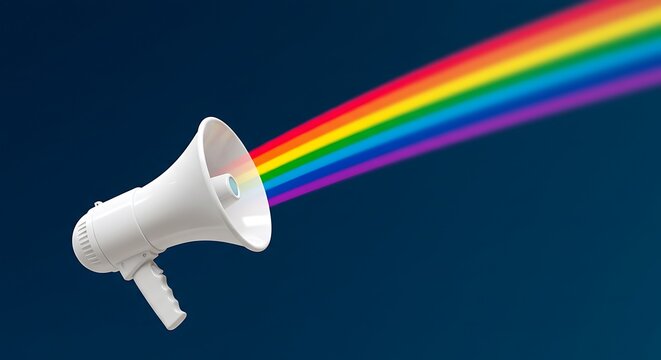 Arco-&iacute;ris saindo de um megafone