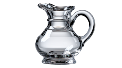 Sparkling Glass Pitcher: A crystal-clear glass pitcher, elegant in design with a gracefully curved handle, presents a captivating aesthetic of purity and functionality.