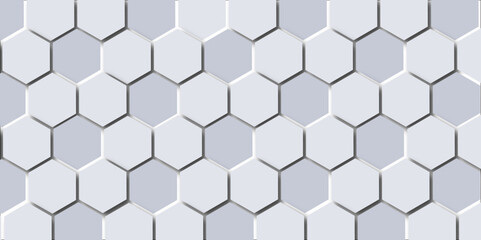 Seamless geometric hexagonal pattern with a metallic texture and 3D design, perfect for tech and business-related wallpapers