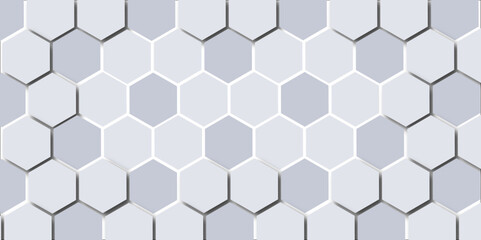 Seamless geometric honeycomb pattern with hexagonal grid design in black and grey, creating a modern and sleek 3D texture
