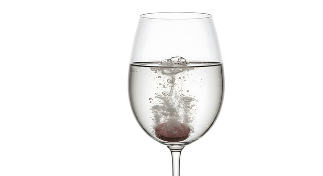 Pastilha efervescente caindo em uma ta&ccedil;a de vinho
