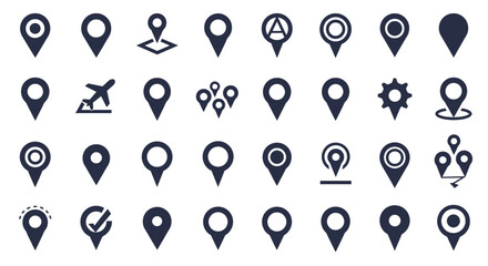 Collection of Various Location Markers with Different Designs