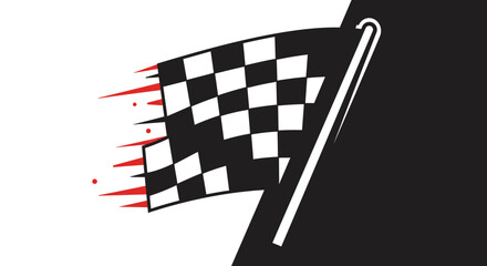 Dynamic Checkered Flag with Red Motion Trails