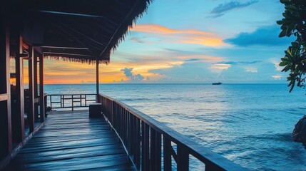Tropical beachfront sunset vista