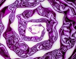 Obraz premium Red Cabbage Cross Section Close-up