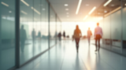 Bright office hallway with defocused effect. Perfect for background or backdrop in business concept