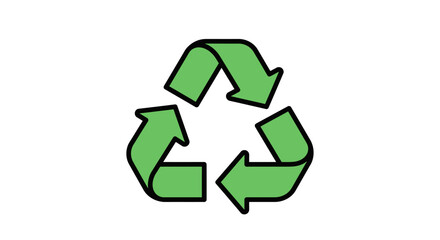 Obraz premium Simple Green Recycling Symbol with Bold Outline