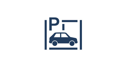 Naklejka premium Simple Parking Space Symbol with Car Illustration