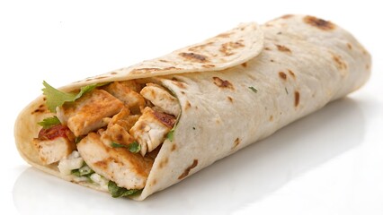 Pratha chicken roll isolated on white background