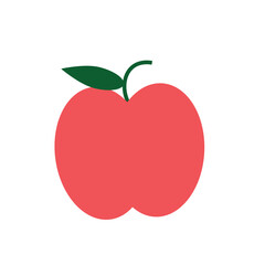 A fresh, ripe red apple, a healthy fruit with a green leaf, is isolated as a vector illustration, a natural and delicious food icon.