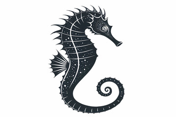 Obraz premium Intricate Seahorse Illustration A Detailed Vector Graphic of a Majestic Sea Creature with Elegant Curving Tail and Spiny Body