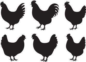 Chicken set vector silhouette illustration design