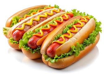 Set of hot dogs isolated on white background