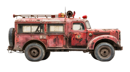 Professional Fire Truck Isolated on Transparent Background for Graphic Design Projects