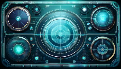 Fototapeta premium military sonar screen digital interface