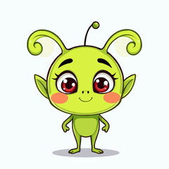 Cute alien cartoon character vector illustration