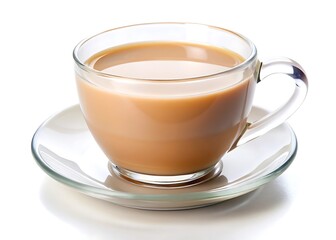 Tea with milk isolated on white background