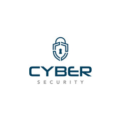 Cyber security logo icon design with shield and lock key graphic idea for website security, online secure logo vector template, etc