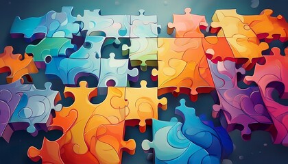 colorful connected jigsaw pieces