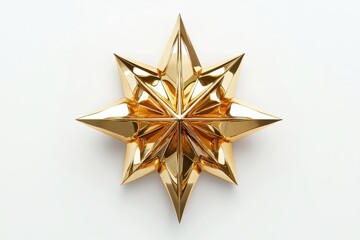 Fototapeta premium Golden star, metallic sheen, 3D render, symmetrical design, beveled edges, gleaming surface, award symbol,