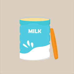vector of powdered milk formula for babies and children in cans