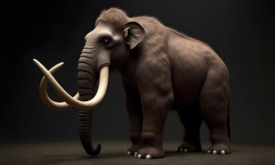 Obraz premium Majestic Woolly Mammoth Standing Solemnly in Prehistoric Darkness