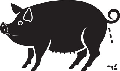  mother Pig silhouette design on white background. Pig logo, pig illustration Pro Vector