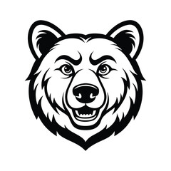 Bear Head Silhouettes vector design in Black and White Style, Isolated on White Background