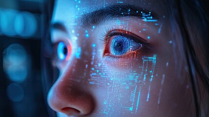 High-tech computer vision technology analyzing images and videos for object detection and facial recognition. 