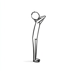 A minimalist illustration shows a stick figure with arms behind the head, in a relaxed pose.