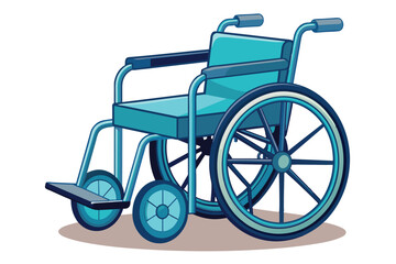 Fototapeta premium The design features a bright blue wheelchair with a sturdy frame and comfortable seating, symbolizing mobility and accessibility for individuals with disabilities.
