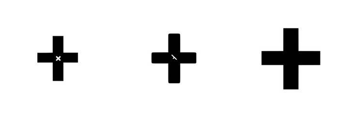 Obraz premium Vector illustration of black and white cross icons depicting different designs for graphic use