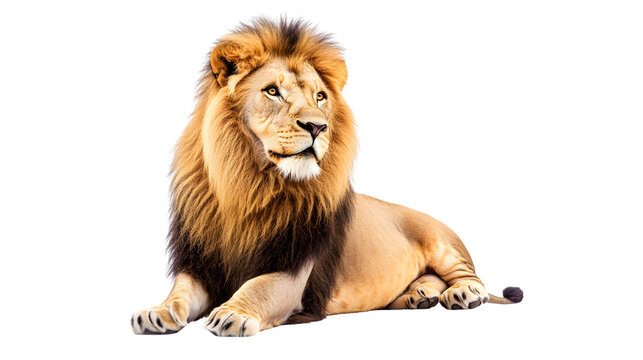 Majestic Lion Sitting on Transparent Background - Isolated Wildlife Portrait